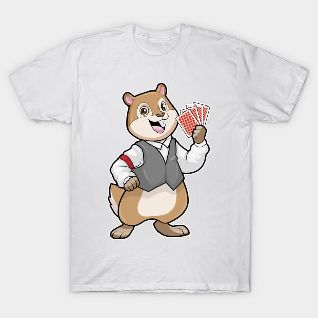 Chipmunk at Poker with Poker cards T-Shirt by Markus Schnabel